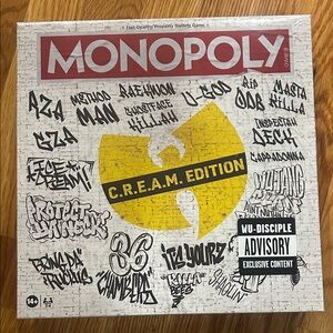 Monopoly C.R.E.A.M. Wu tang clan Edition Board Game